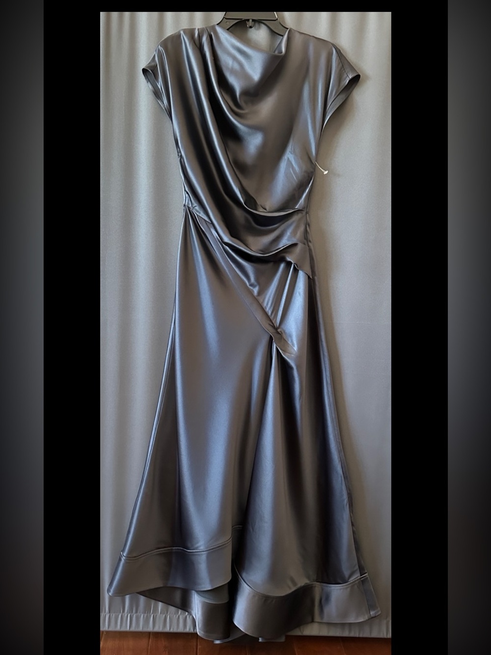 Acler Glatton Gathered Satin Maxi Dress,sz 6, New, Gray - Picture 10 of 15